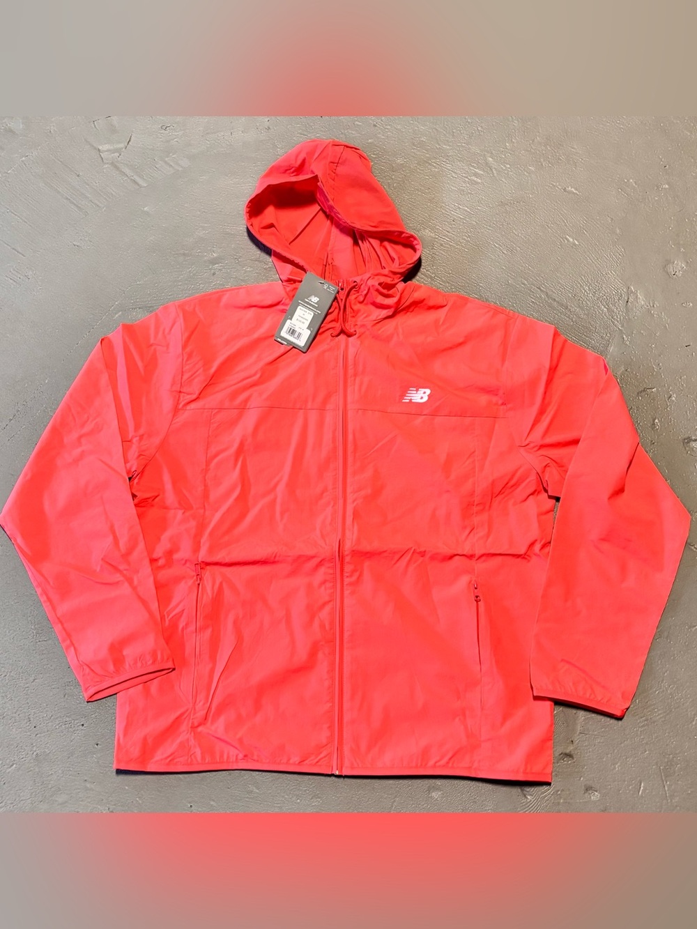 New Balance Windbreaker Jacket Coral Red Relaxed Mens M
